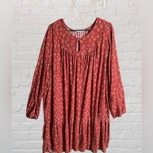 Sonoma 3X Fall Floral Red Dress